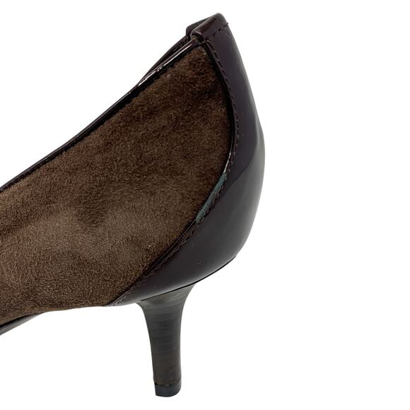 Vintage Dior Galliano Era Street Chic Brown Suede Patent Leather Logo Pumps 37.5 - Picture 7 of 16